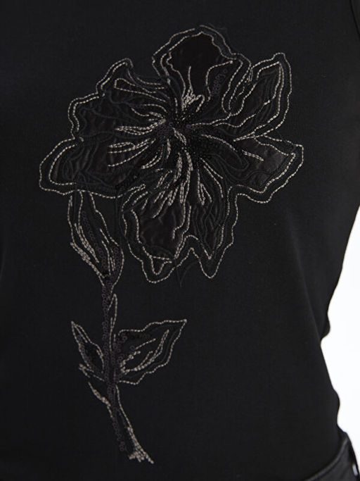 Bisiklet Yaka ??lemeli Kad?n Bluz