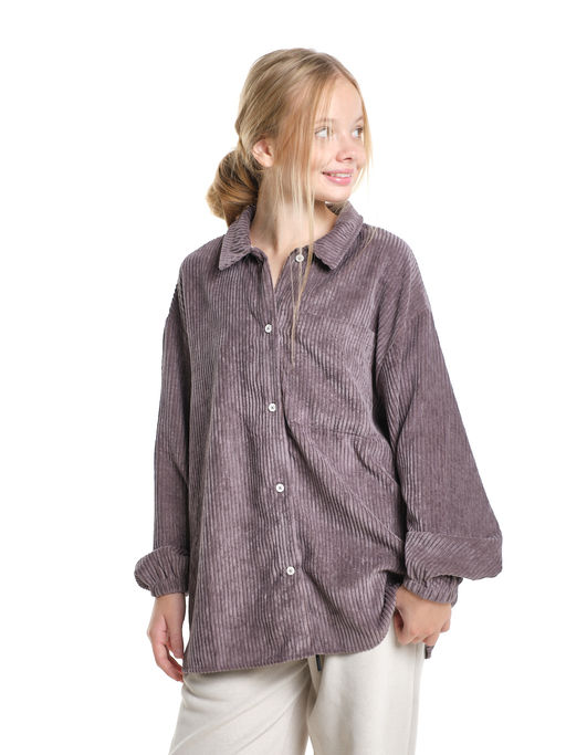 Вельветовая рубашка для девочки 22-7364 бежевый - Mini maxi фото 16