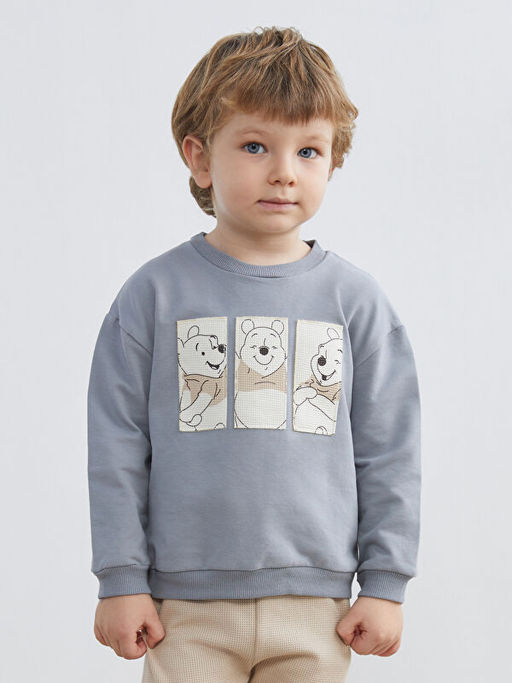 Winnie the Pooh Bask?l? Erkek Bebek Sweatshirt ve E?ofman Alt 2li