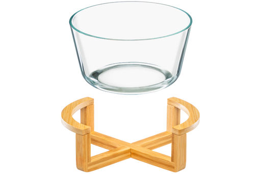 Блюдо для сервировки и запекания 2,6 24*21,5*13 см GLASKRAFT круглое с бамбуковой подставкой - Elan gallery фото 6