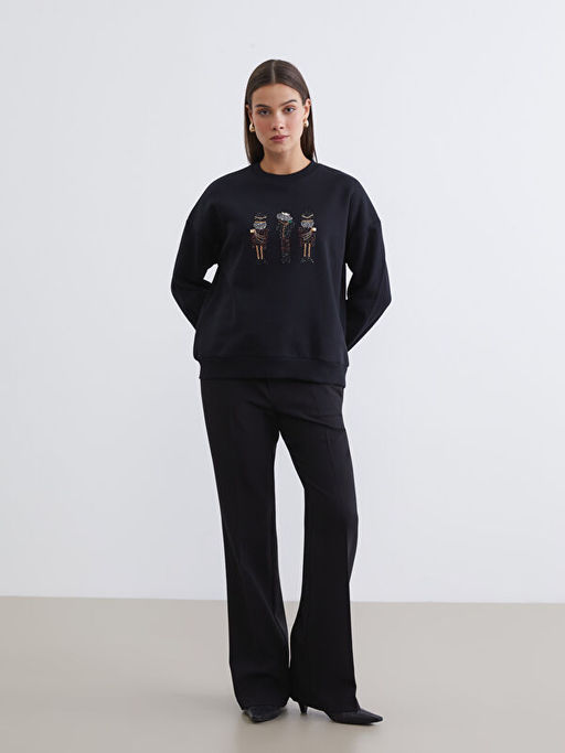 ??lemeli Kad?n Kal?n Sweatshirt Tunik