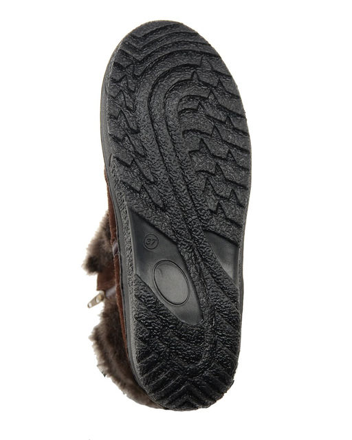 Унты женские на литой подошве. Коричн., Мех "норка" коричн. Короткие. Молния