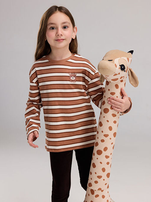 Bisiklet Yaka ?izgili K?z ?ocuk Ti??rt