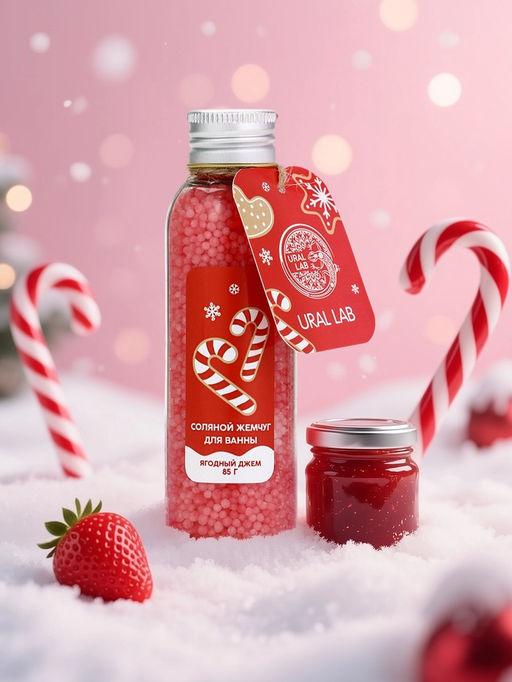 Цена за 2 шт. Жемчуг для ванны во флаконе, 85 гр, аромат ягодный джем, URAL LAB