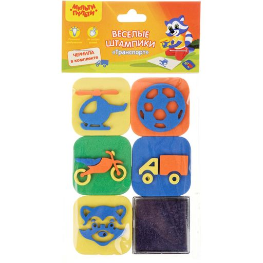 Набор штампиков Мульти-Пульти "Транспорт" 5шт., с чернилами (ES_27731)