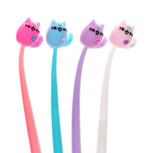 Цена за 48 шт. Ручка - прикол гелевая Котик, синий стержень, МИКС - Calligrata фото 6