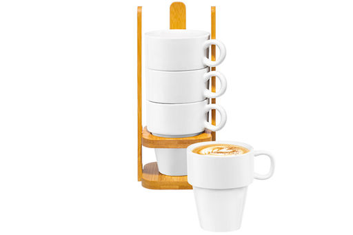 Набор 4 кружек 170 мл 10,5*8,5*21 см Айсберг на дерев. подставке - Elan gallery фото 2