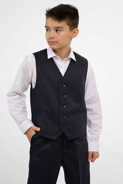 Синий жилет школьный для мальчика Инфанта, модель 1003/5