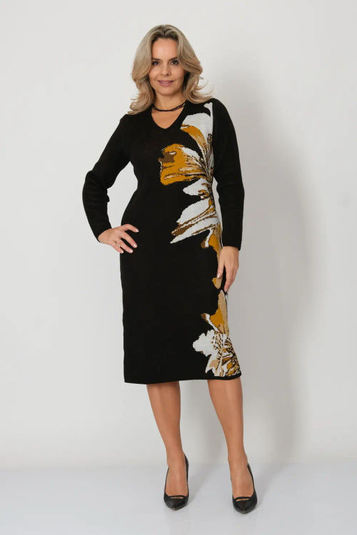 ЗЛАТА Платье В 2363/ черно-горчичный