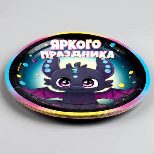 Цена за 10 шт. Тарелка бумажная Дракоша, 18 см - Страна карнавалия фото 3