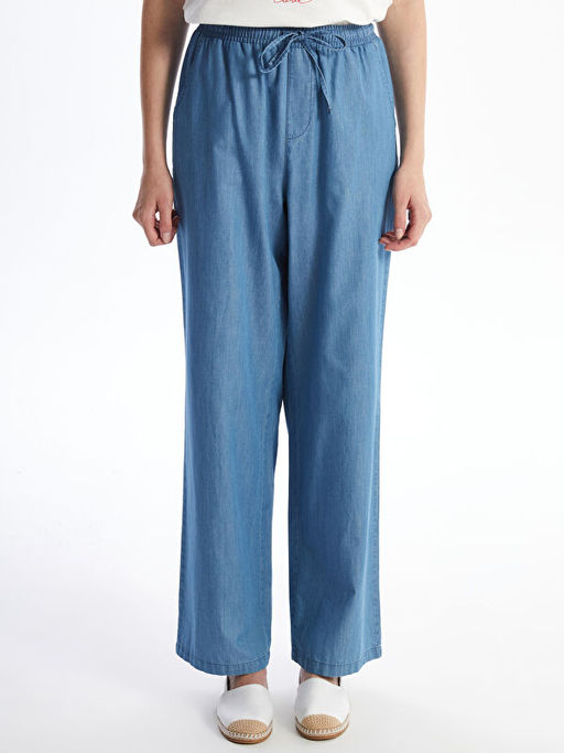 Beli Lastikli Wideleg Kad?n Jean Pantolon