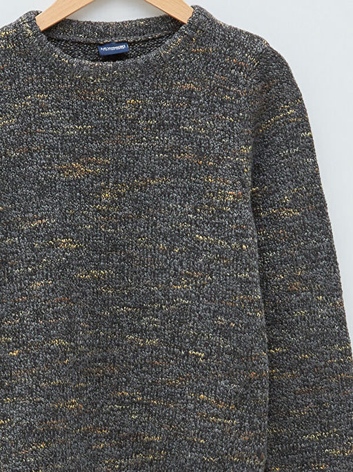 Bisiklet Yaka Kendinden Desenli Uzun Kollu Erkek ?ocuk ?nce Triko Kazak - Waikiki фото 3