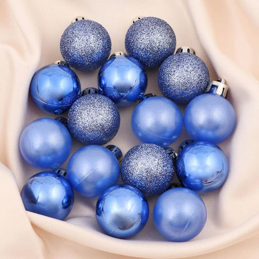 Ёлочные игрушки Камея, шары новогодние, d=3 см, набор 24 шт., голубой
