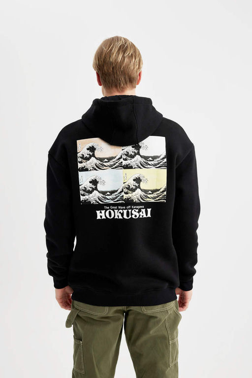 Толстовка свободного кроя с капюшоном Art Hokusai - Defacto фото 7
