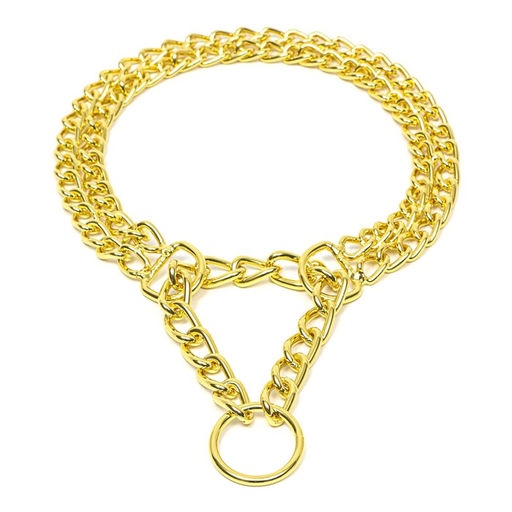 Ошейник - полуудавка металлический двухрядный, 50 см, толщина проволоки 2,5 мм, золотистый - Пижон фото 3