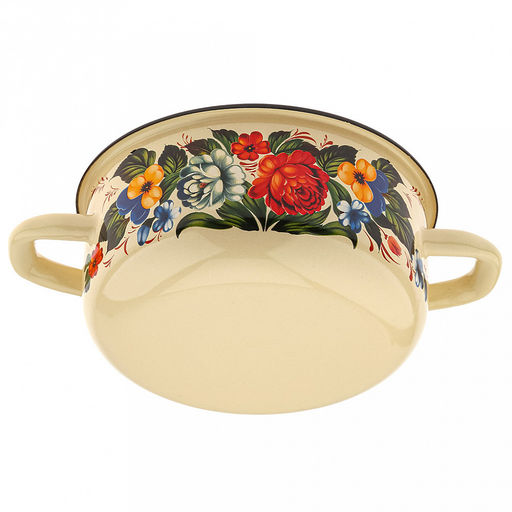 "Татьяна" Кастрюля эмалированная 1,45л, форма цилиндрическая, металлическая крышка (Россия)