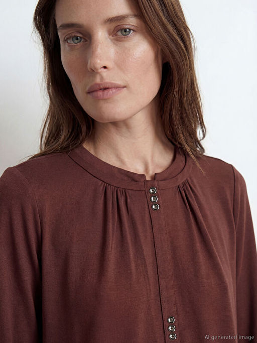 Bisiklet Yaka B?zg?l? Bluz