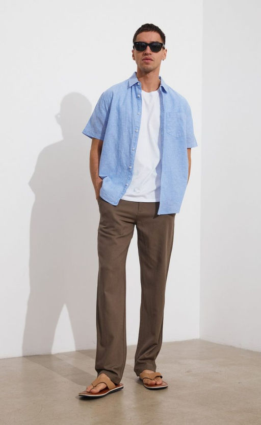 Рубашка к/р лен F111-0450 jeans - Fine joyce фото 7