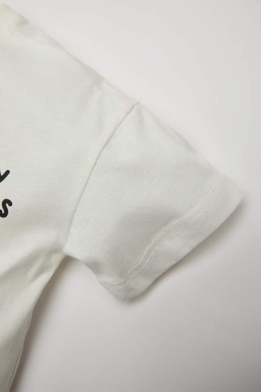 Футболка с короткими рукавами и круглым вырезом для маленьких мальчиков с животным рисунком - Defacto фото 5