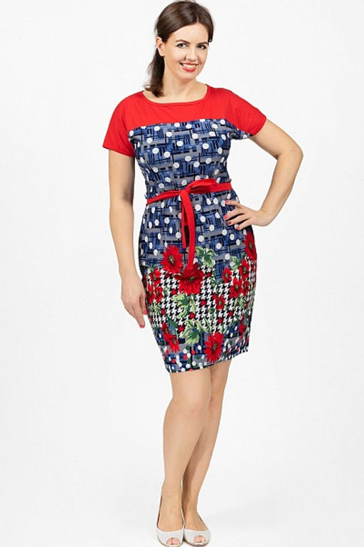 Платье трикотажное с поясом (210-18) - Плиона фото 2