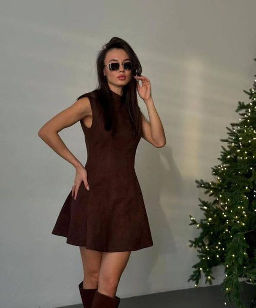 K13289 Платье замшевое ЧЕРНЫЙ