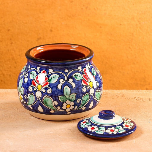 Сахарница узбекская Риштанская Керамика «Цветы», 1 л, синяя
