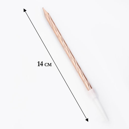 Свечи в торт витые с подставкой, 6 шт, 11 см, шампань - Страна карнавалия фото 2