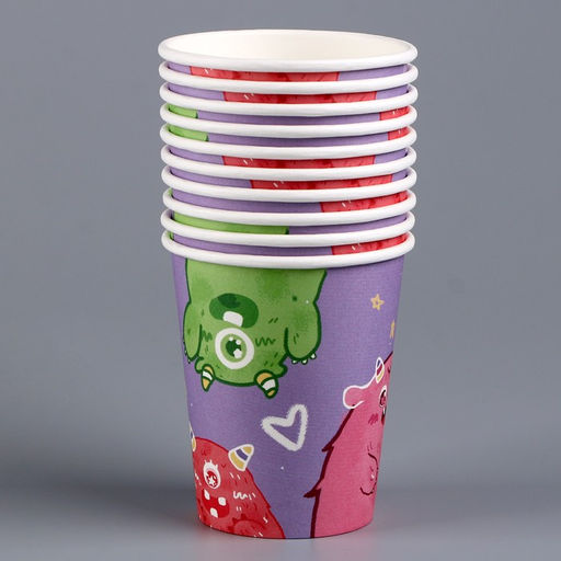 Цена за 10 шт. Стакан бумажный Монстрики, 250 мл - Страна карнавалия фото 2