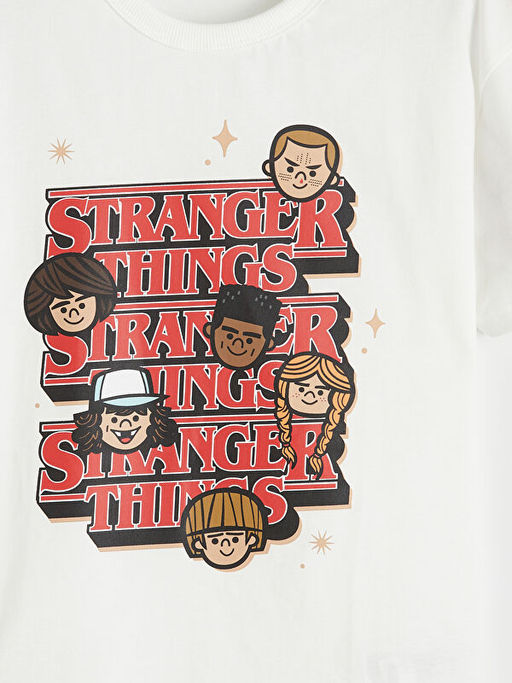 Bisiklet Yaka Stranger Things Bask?l? Erkek ?ocuk Ti??rt