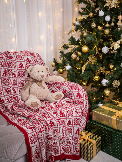 07101 Плед трикотажный (красный)