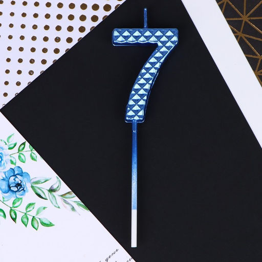 Цена за 2 шт. Свеча для торта, цифра «7», синяя, 4×13 см