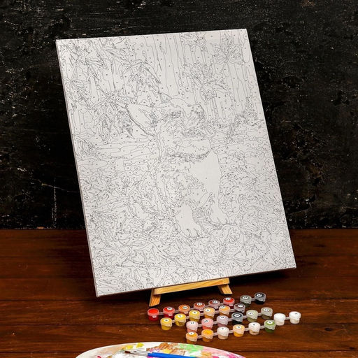 Картина по номерам на холсте с подрамником "Корги в осенней листве" 40*50 см