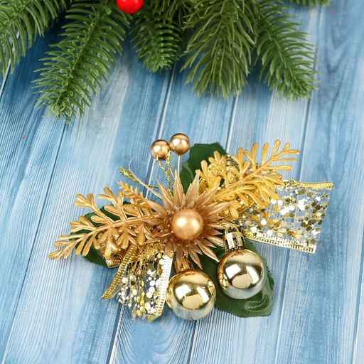 Ёлочные игрушки 2 шт. Зимнее волшебство. Зимнее чудо пластик, цветок шарики, 1211 см, золото фото 2