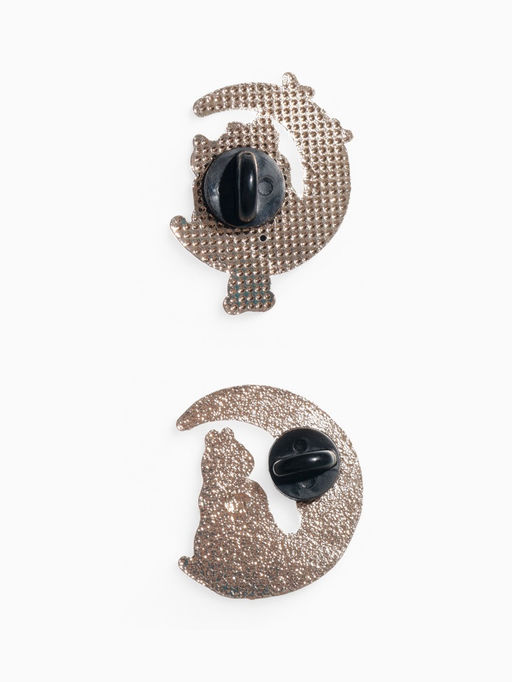 Набор значков (2 шт.) Коты на Луне, цветной в золоте