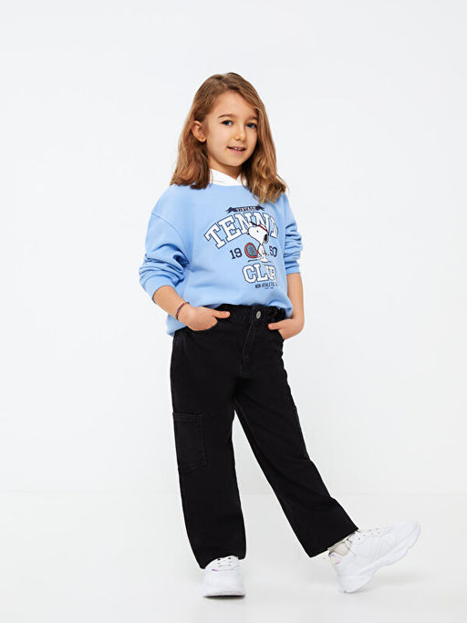 Basic Geni? Pa?a K?z ?ocuk Jean Pantolon