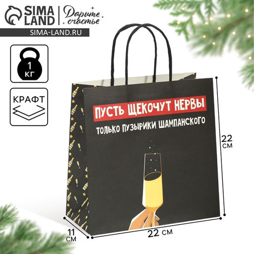 Пакет подарочный новогодний Только пузырики, 22 х 22 х 11 см - Дарите счастье фото 2