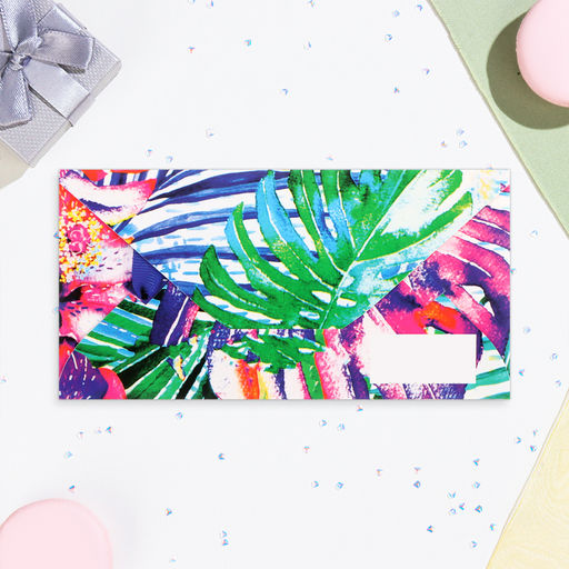 Цена за 10 шт. Конверт для денег Универсальный глиттер, листья, 17х8,5 см - Simaland фото 3