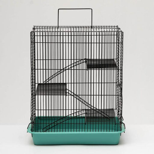 Клетка для грызунов Пижон №9, с 3-я этажами, без наполнения, 33 х 24 х 38 см, бирюзовая  фото 3