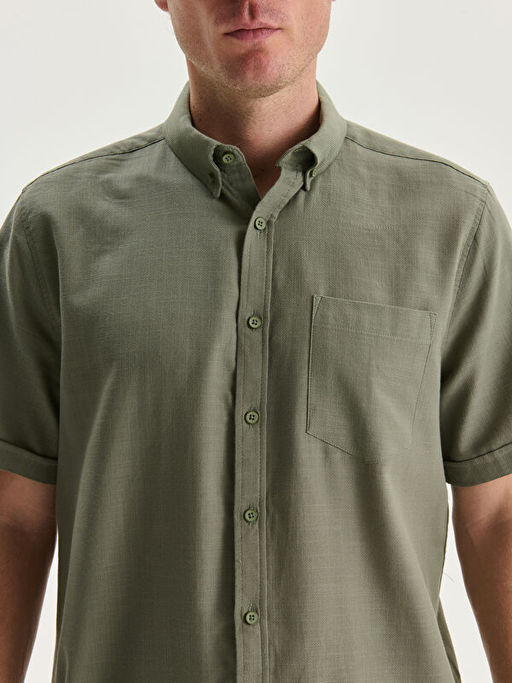 Regular Fit K?sa Kollu Poplin Erkek G?mlek