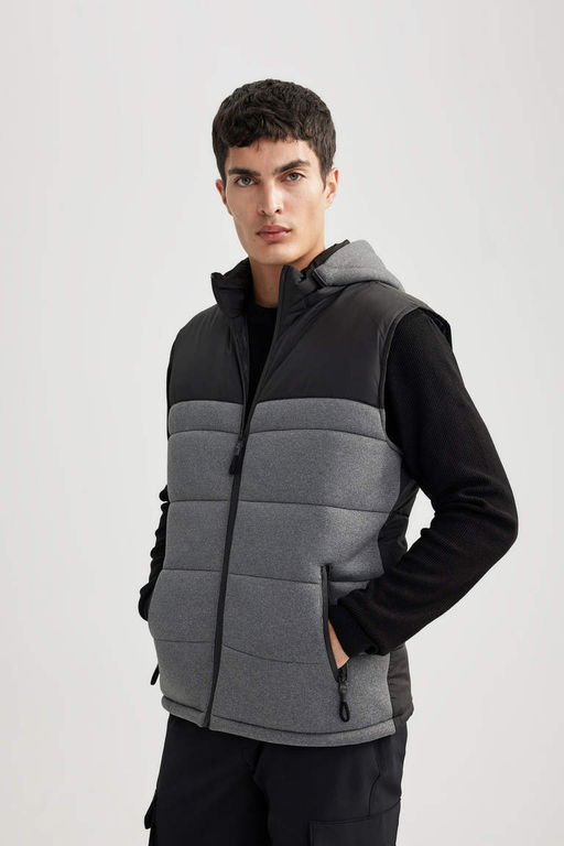 Пуховик приталенного кроя с капюшоном - Defacto фото 4