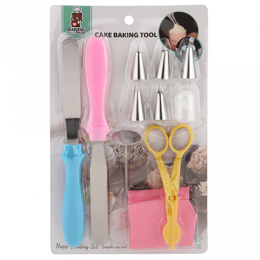 Кондитерский набор 11 предметов Мастер: мешок для крема п/эт 26см, насадка из нержавеющей стали - 5 штук, д1,8см, h3,2см; фиксатор винтовой для насадок пластик; ножницы пластик, гвоздик держатель 6,5см нержавеющая сталь; шпатель спатула прямой 22,7 - Домашняя мода фото 3