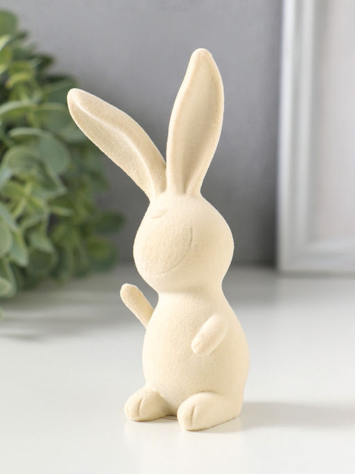 Фигурка полистоун, флок «Весёлый заяц - Привет!», 5×5×11.5 см