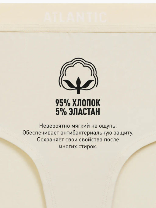 ATLANTIC 3CLP-009 Трусы макси спорт Maxi Sport - набор 3 шт. бежевый + ванильный + светло-голубой  фото 5