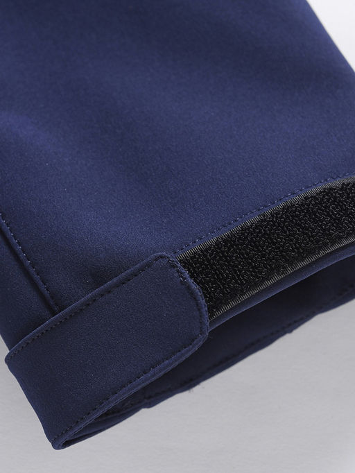 Парка женская софтшелл виндстоппер удлинённая с капюшоном темно-синего цвета 9618_1TS