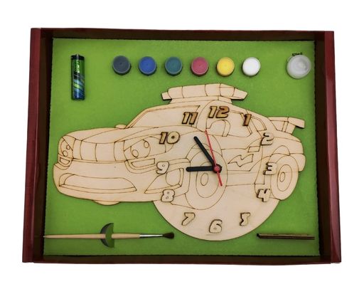Часы с циферблатом под роспись "Машина полицейская" с красками арт.ДНИ128 /20