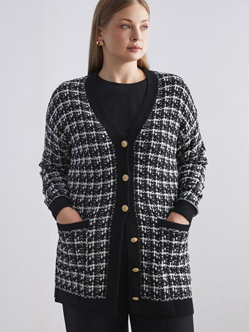 V Yaka Desenli Kad?n Triko H?rka