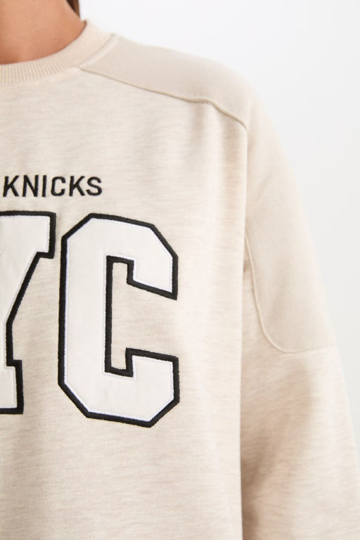 DeFactoFit Толстовка из плотной ткани большого размера с круглым вырезом NBA New York Knicks  фото 12