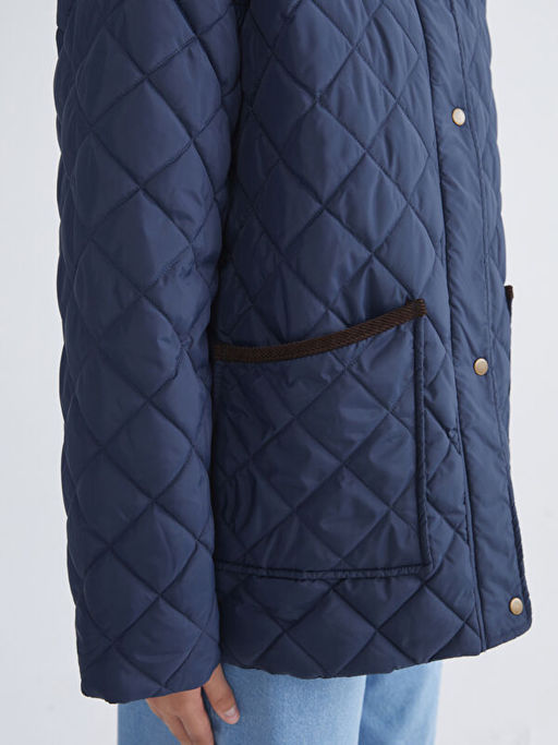 Kadife G?mlek Yaka Oversize Kad?n ?i?me Mont