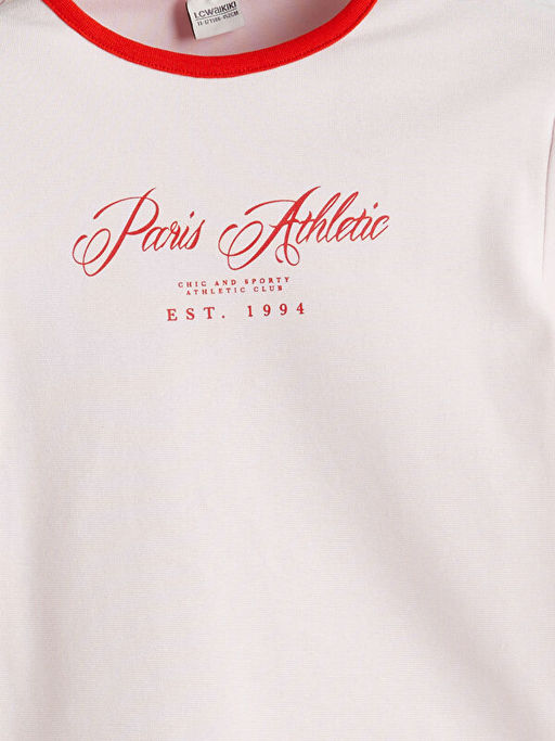 Bisiklet Yaka Paris Bask?l? K?z ?ocuk Ti??rt