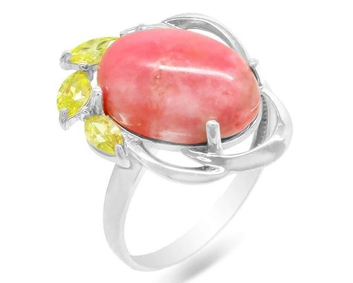 Кольцо из серебра родонит, СПН4047